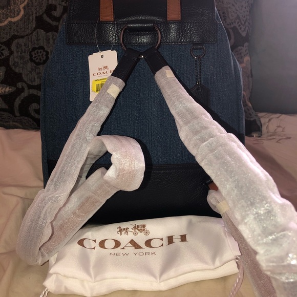 🌺BRAND NEW🌺 Coach Denim & Leather Back Pack - Picture 5 of 10